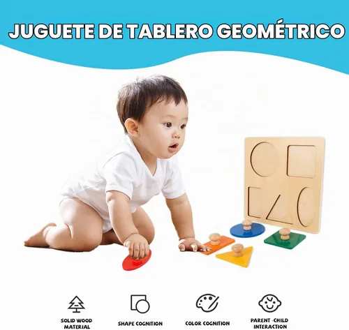 Vista 3 de Juguetes Montessori para bebés de 6 a 12 meses, rompecabezas con forma de madera para niños pequeños de 1 a 3 años, rompecabezas jumbo con perilla