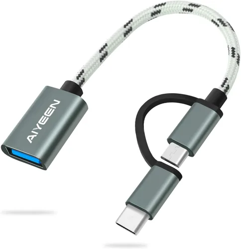 Vista 10 de Adaptador USB-C/Micro a USB, USB 3.0 2 en 1, cable adaptador OTG, compatible con MacBook Pro, Android, Google, Samsung y más, negro