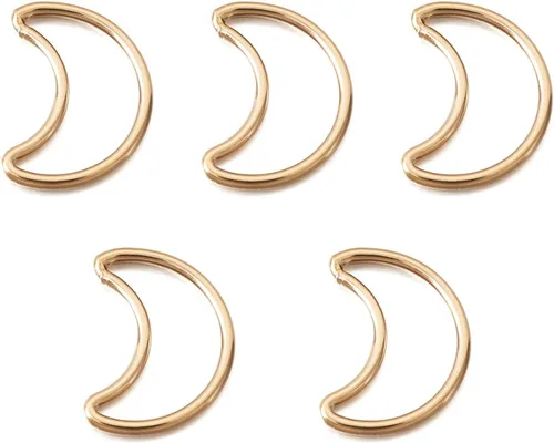 Vista 11 de FASHEWELRY 35 anillos de acero inoxidable con eslabones de corazón, 4 tamaños, diseño de corazón dorado, bisel abierto, conectores para colgar