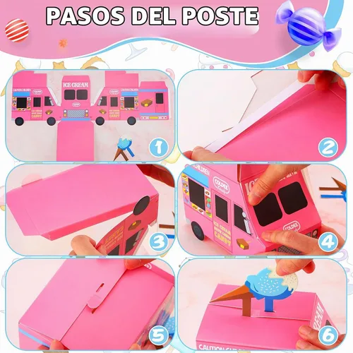 Vista 5 de Tenare 20 piezas de centros de mesa de helado para mesas, cajas de recuerdo con forma de camión, cajas de aperitivos para helado, contenedor