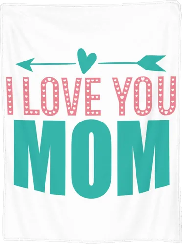 Vista 2 de Manta para mamá, Love You Mom con patrón de flechas acuáticas, manta decorativa de franela suave de 30 x 40 pulgadas para viajes, manta con texto