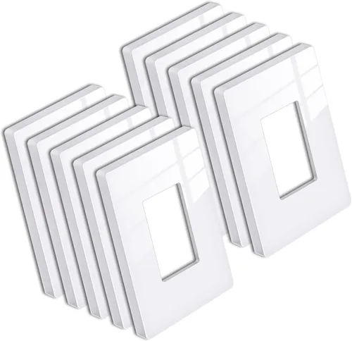 Vista 23 de BESTTEN Placa de pared sin tornillos de 5 segmentos, cubierta de enchufe decorador, placa decorativa para interruptor, serie blanca nieve brillante