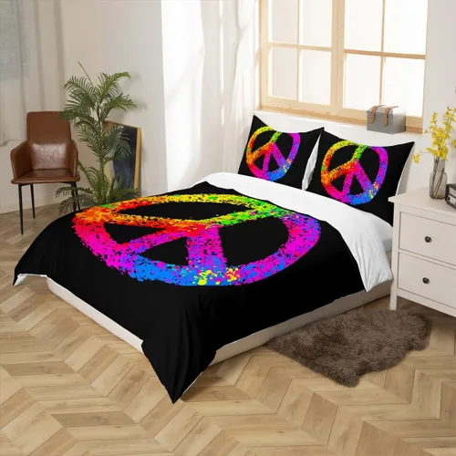 Vista 28 de Feelyou - Funda de edredón con estampado de auriculares, juego de ropa de cama con temática musical, patrón geométrico musical, funda de edredón