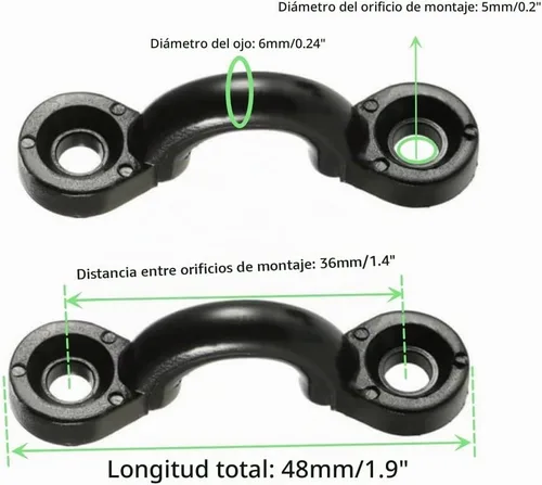 Vista 2 de Kit de 20 trabillas de amarre para kayak, kit de aparejo de cubierta de bucle de nailon y tornillos de acero inoxidable para canoa, barco