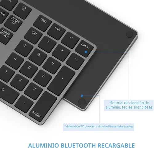 Vista 5 de Teclado Numérico Bluetooth, Lekvey Teclado Numérico Inalámbrico Recargable de Aluminio Delgado de 34 Teclas Teclado Numérico Externo Entrada