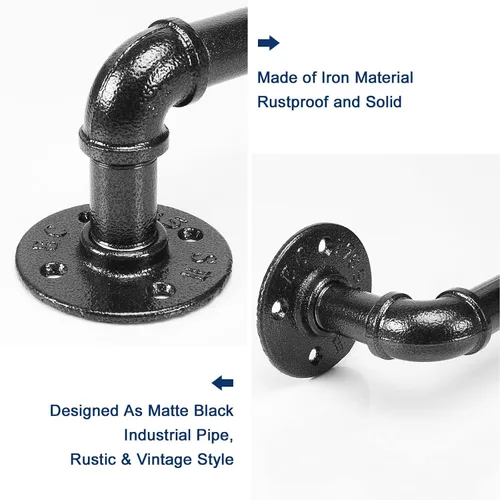Vista 3 de NearMoon Toallero industrial de tubería, accesorio de toallero de baño resistente, montaje en la pared, soporte para toallas de baño de hierro