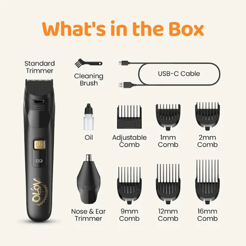 Vista 9 de Recortadora eléctrica de barba para hombres, recortadora de pelo de nariz y maquinilla de afeitar eléctrica para hombres, kit de aseo 10 en 1