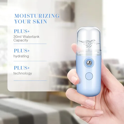 Vista 2 de Honoson 2 Nano Vaporizador Facial Portátil Nano Mister para Extensiones de Pestañas Recargable por USB 1 oz Aparato de Cuidado de la Piel Mano