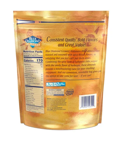 Vista 2 de Blue Diamond Almonds Paquete de nueces con sabor a barbacoa y sal y vinagre Habanero (2 artículos)