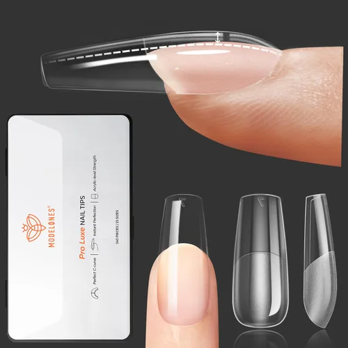 Vista 17 de modelones Pro Luxe - Puntas instantáneas de uñas postizas en gel de extensión cuadrada mediana