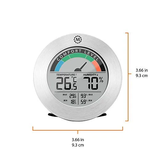 Vista 6 de MARATHON Termómetro higrómetro digital para interiores con indicador de comodidad Monitor de temperatura y humedad, registros altos y bajos