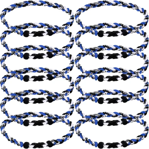 Vista 16 de Zeyune Collar de béisbol de 18 pulgadas para niños, tres cuerdas trenzadas, tornado, titanio, collar de cuerda de béisbol para hombre