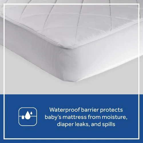 Vista 3 de Sealy Baby Cool Comfort Protector de colchón de cuna y funda de cama para niños pequeños, impermeable y duradero, cómodo cubrecolchón, lavable a
