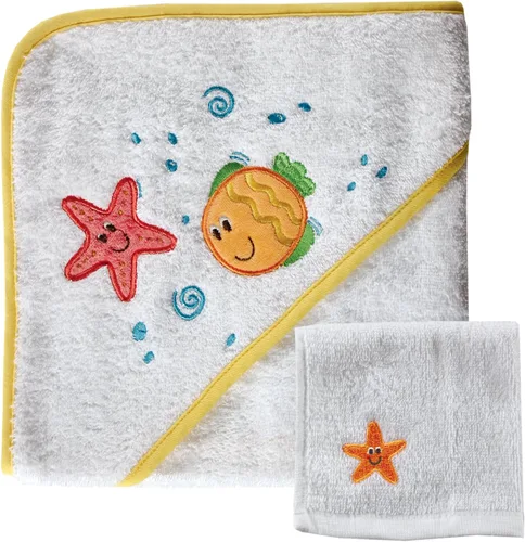 Vista 6 de Luvable Friends Toalla y toallita unisex con capucha de algodón para bebé, floral, talla única