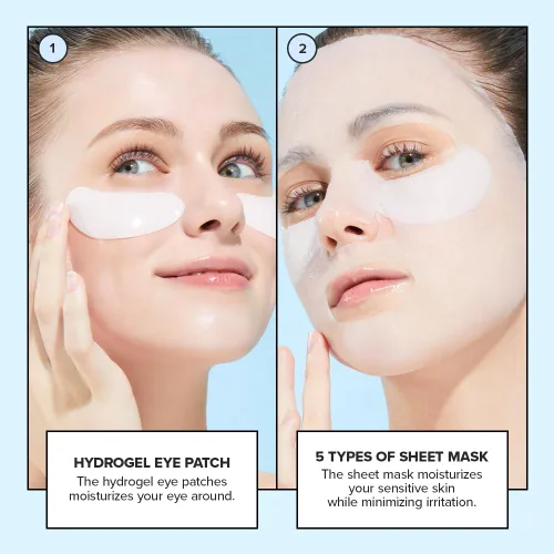 Vista 7 de I DEW CARE Paquete variado de mascarillas de hoja de colágeno con parches para los ojos, mascarillas faciales coreanas de 5 días, mascarilla facial
