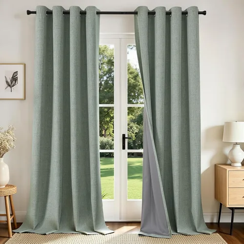 Vista 18 de Joydeco Cortinas opacas de 84 pulgadas de largo, 2 paneles burg, cortinas de oscurecimiento de habitación para dormitorio, cortinas térmicas Negro
