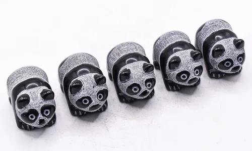 Vista 7 de Figura de oso panda de obsidiana negra de 1.614 in pulida tallada piedra preciosa natural mineral estatuilla coleccionable - China (1 unidad)