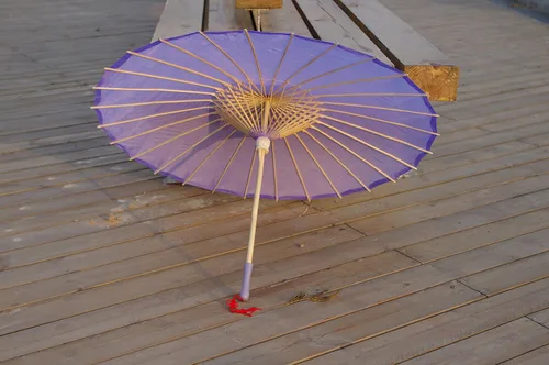 Vista 13 de Sombrilla de tela de bambú lisa, ideal para recuerdos de fiesta de boda (azul claro)