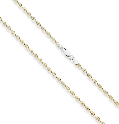 Vista 3 de Miabella 925 Sterling Silver Italian Solid 2.5mm Two-Tone Twisted Herringbone Chain Necklace for Women Made in Italy