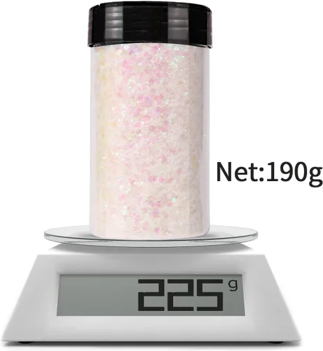 Vista 3 de Purpurina holográfica gruesa y fina mezclada, 190g/6.7oz - Purpurina suelta con lentejuelas láser para rostro, cuerpo y arte en uñas, purpurina