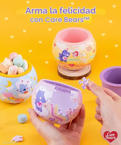 Vista 3 de Care Bears X PieceRelax - Maceta de rompecabezas 3D de 80 piezas, Bearadise, decoración del hogar para cactus de interior, macetas para suculentas