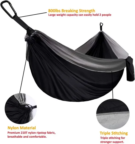 Vista 3 de Gold Armour Hamaca de camping – Hamaca doble XL, hamaca portátil, accesorios de camping, equipo para exteriores e interiores con correas de árbol