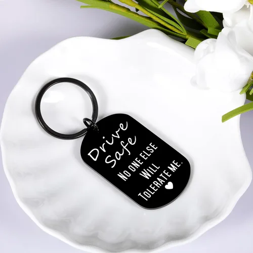 Vista 7 de XPENMULBOJA Llavero Drive Safe para el día del padre para él, marido, novio, papá, nuevo conductor, prometido, boda, regalo de cumpleaños para él