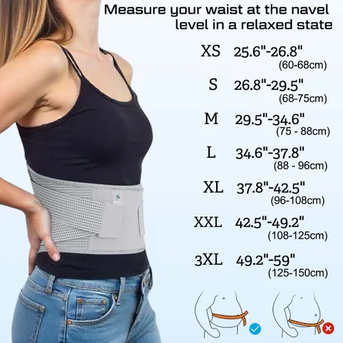 Vista 6 de NEENCA Soporte de compresión para dolor de espalda baja, hernia de disco, tensión lumbar, soporte lumbar transpirable para el trabajo, Gris