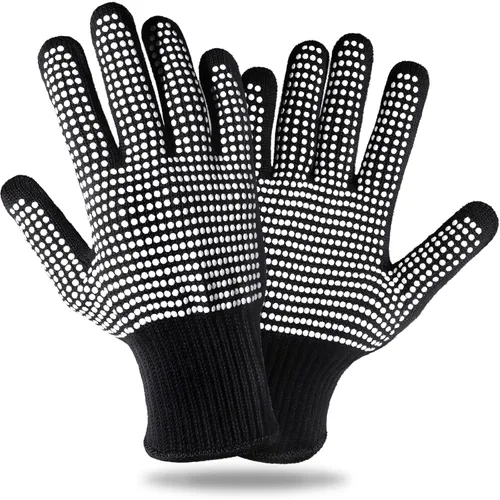 Vista 7 de Teenitor Guante resistente al calor con protuberancias de silicona para herramienta de plancha de cabello, guantes profesionales resistentes al Negro