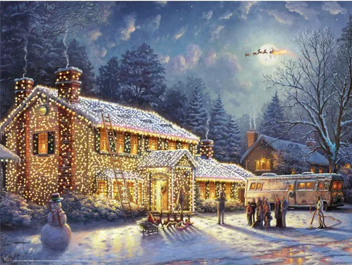 Vista 2 de Ceaco - Thomas Kinkade - Películas de vacaciones - National Lampoons Christmas Vacation - Rompecabezas de 300 piezas