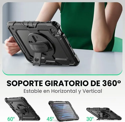 Vista 4 de SEYMAC Funda para iPad Pro 11 4ª/3ª/2ª/1ª generación 2022-2018, color negro