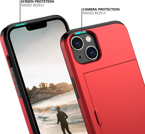 Vista 48 de Nvollnoe - Funda para iPhone 14 con tarjetero [tienda de 5 tarjetas] Negro - Almacenamiento más grande