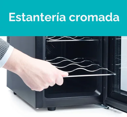 Vista 5 de BLACK+DECKER BD60026 Bodega con pantalla LED (capacidad de 8 botellas) Countertop Mini Fridge with Triple Pane Clear Glass Door, Bar Cabinet with