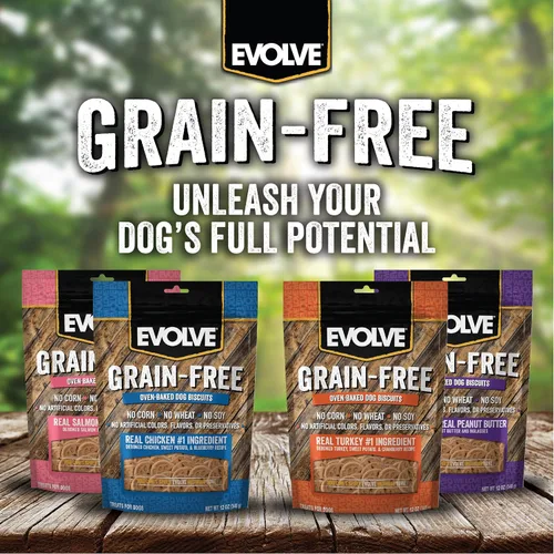 Vista 6 de Evolve Pet Food Galletas de pollo deshuesado sin granos, batata y arándanos para perros, 12 onzas
