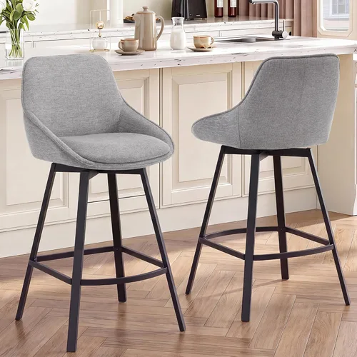 Vista 25 de Flouki Taburetes de bar con altura de mostrador, juego de 3 taburetes de bar giratorios negros para isla de cocina, taburetes de mostrador modernos