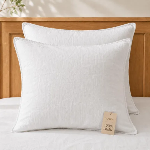 Vista 19 de TOSMO Juego de 2 fundas de almohada 100% lino tamaño estándar, fundas de almohada lavadas a la piedra, cierre de sobre, fundas de almohada suaves