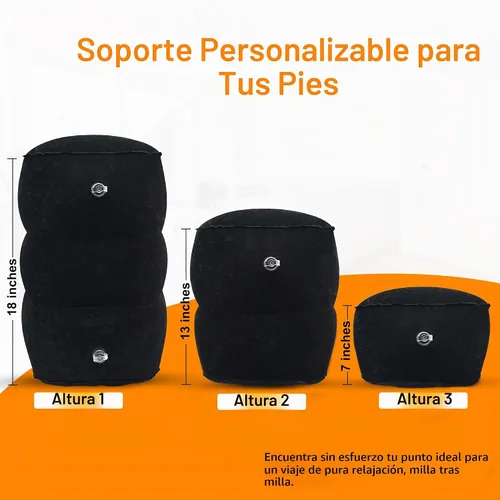 Vista 2 de Almohada inflable para reposapiés para viajes en avión - Reposapiernas ajustable para vuelos largos, extensor de asiento de avión para bebé/niño