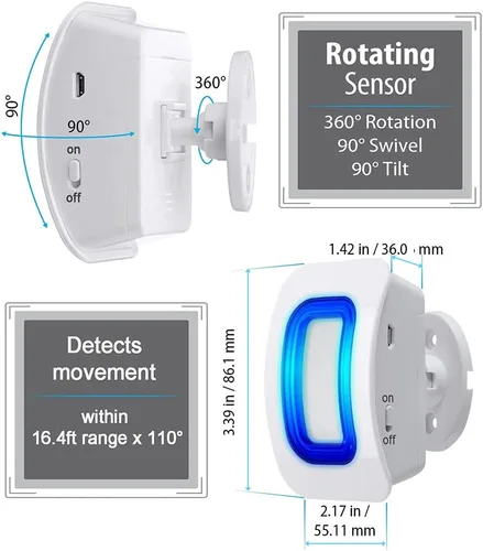 Vista 5 de Alarmas de cama y prevención de caídas para pacientes ancianos con demencia, dispositivo de alerta para el hogar (2 busca+1 sensor)