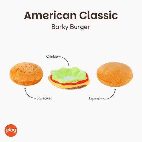 Vista 2 de P.L.A.Y. Bonitos juguetes de felpa para perros, juguete masticable duradero con temática de comida rápida, ideal para cachorros y perros pequeños