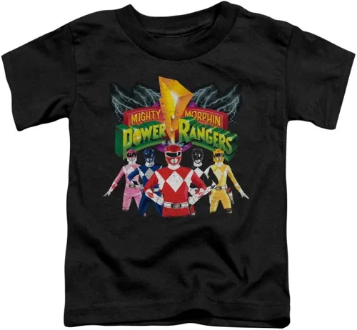 Vista 2 de Power Rangers Rangers Unite - Camiseta para niños pequeños, Negro, 4T