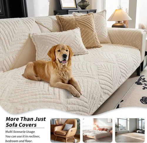 Vista 4 de Funda de sofá modular de felpa, suave y antideslizante, divertidas fundas de sofá para mascotas para sofá (reclinable y reposabrazos), protector