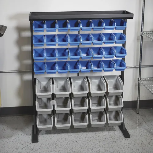 Vista 2 de Strongway Unidad de almacenamiento a granel de un solo lado con 47 contenedores surtidos, 36 1/2 pulgadas de ancho x 14 pulgadas de profundidad x 46