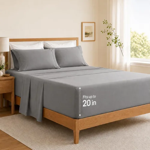 Vista 7 de SLEEP ZONE Juego de sábanas de bolsillo extra profundo de 18 pulgadas para niños, 3 piezas, sábanas súper suaves para colchones profundos