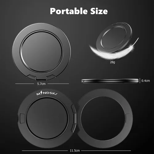 Vista 6 de Mindsky Soporte de Anillo Magnético de Doble Cara para Teléfono Compatible con Fundas Magsafe iPhone 12 13 14 15 Serie (Dos Imanes)