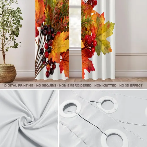 Vista 287 de Shrahala Orange Autumn Autumn Blackout Curtain Tiers, Fall Kitchen Valance Light Blocking Tier Drapes with Rod Pocket, 2 Pack 26 X 24 in