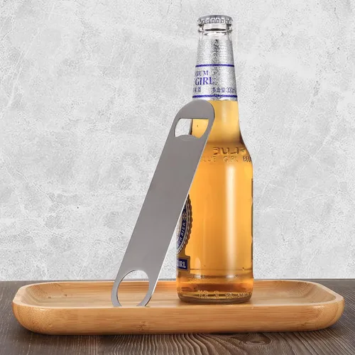 Vista 4 de Abrebotellas de cerveza, 10 abrebotellas planas, abridores de cerveza de acero inoxidable, abridor de botellas de barman de sublimación de alta