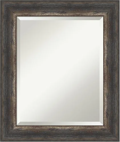 Vista 24 de Amanti Art Brown Wall Mirror 25x21 Bark Rustic Char Rectangle Bathroom Mirror for Wall Decor Living Room, Small Rustic Farmhouse Frame, Hangs
