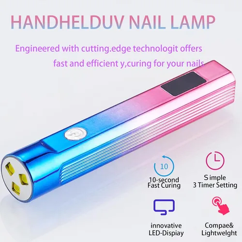 Vista 2 de MIOBLUE Lámpara de uñas LED UV de mano, secadora de uñas UV de 3 temporizadores para esmalte de gel, luz de uñas USB recargable inalámbrica, secado