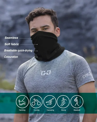 Vista 2 de Máscara facial, protección contra polvo, UV, aerosoles reutilizables, lavables, polaina para el cuello