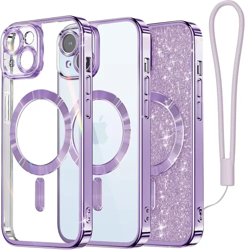 Vista 64 de Meifigno - Funda diseñada para el iPhone 16 Pro de 6.3", [Tarjeta de purpurina y correa para la muñeca] [Compatible con MagSafe]